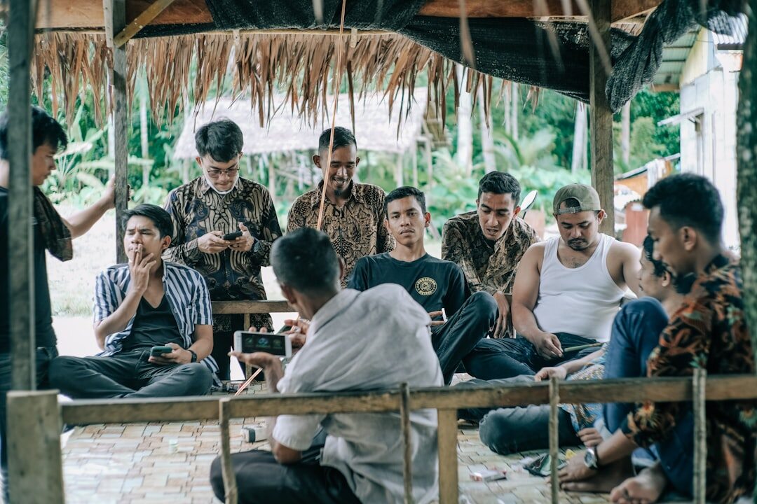 group of locals chatting